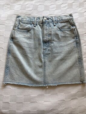 Rag & Bone Light Wash Frayed Denim Mini Skirt 26